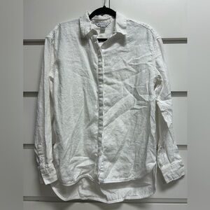 Athleta 100% linen white button down shirt size M